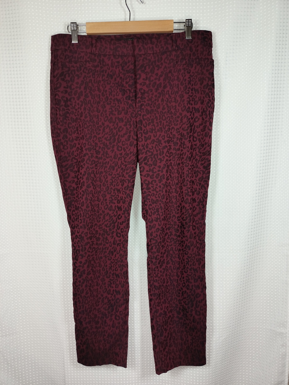 Banana Republic Burgundy Leopard Print Sloan Slim Ankle Pants Women's Size 12